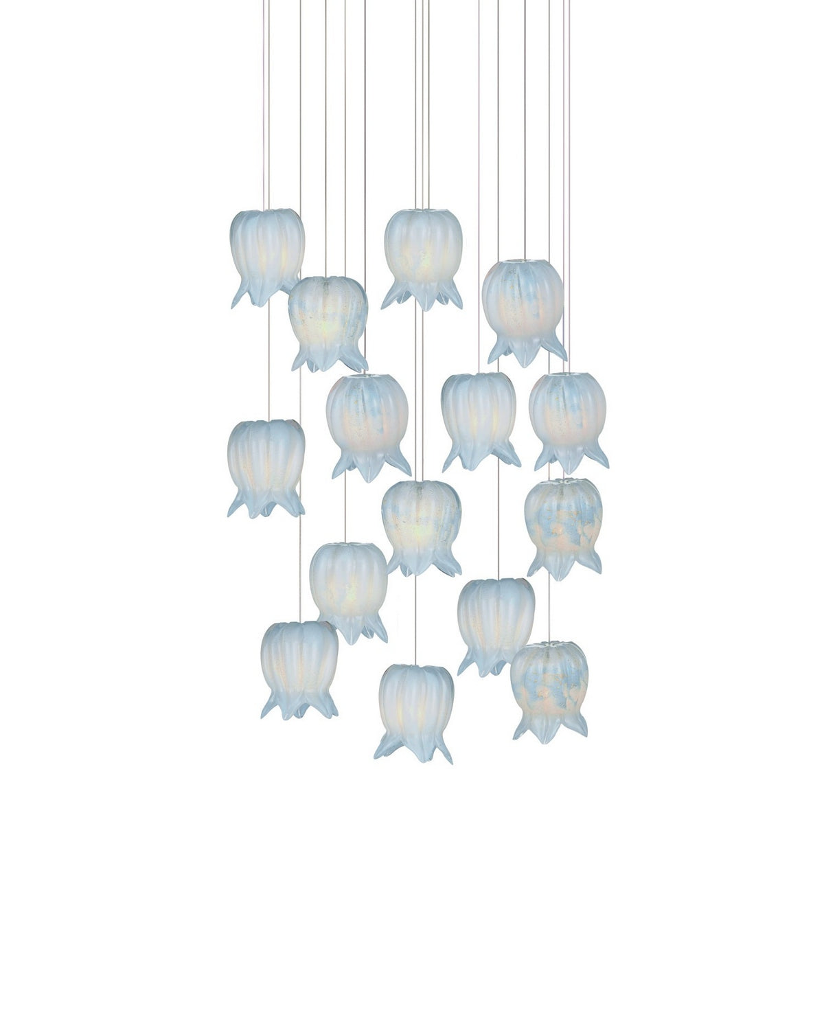 Currey and Company - 9000-1414 - 15 Light Pendant - Polpo - Blue/Silver