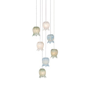 Currey and Company - 9000-1420 - Seven Light Pendant - Polpo - Blue/Green/White/Silver