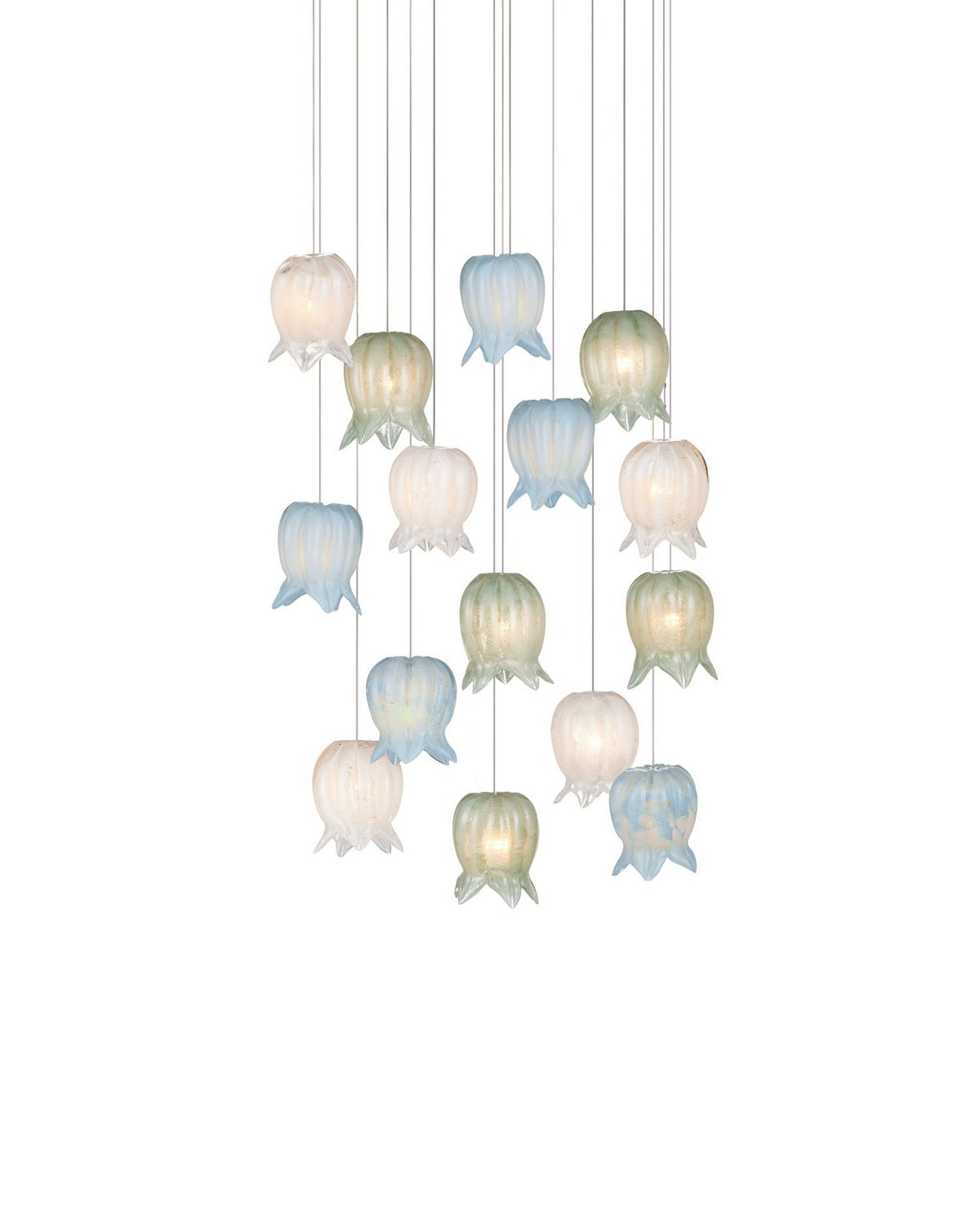 Currey and Company - 9000-1421 - 15 Light Pendant - Polpo - Blue/Green/White/Silver
