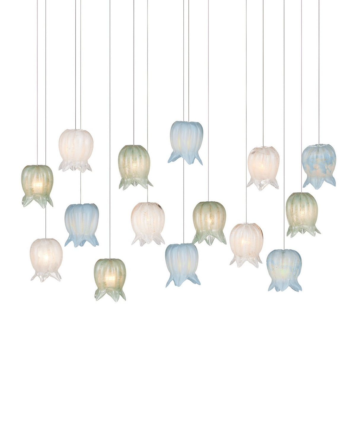 Currey and Company - 9000-1422 - 15 Light Pendant - Polpo - Blue/Green/White/Silver
