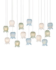 Currey and Company - 9000-1422 - 15 Light Pendant - Polpo - Blue/Green/White/Silver