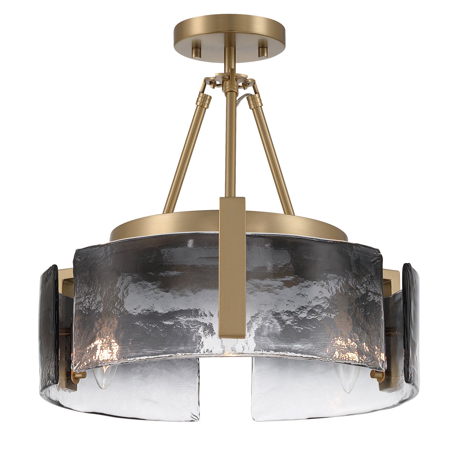 Golden - 3164-3SF BCB-SWG - Three Light Semi-Flush Mount - Aenon - Brushed Champagne Brass