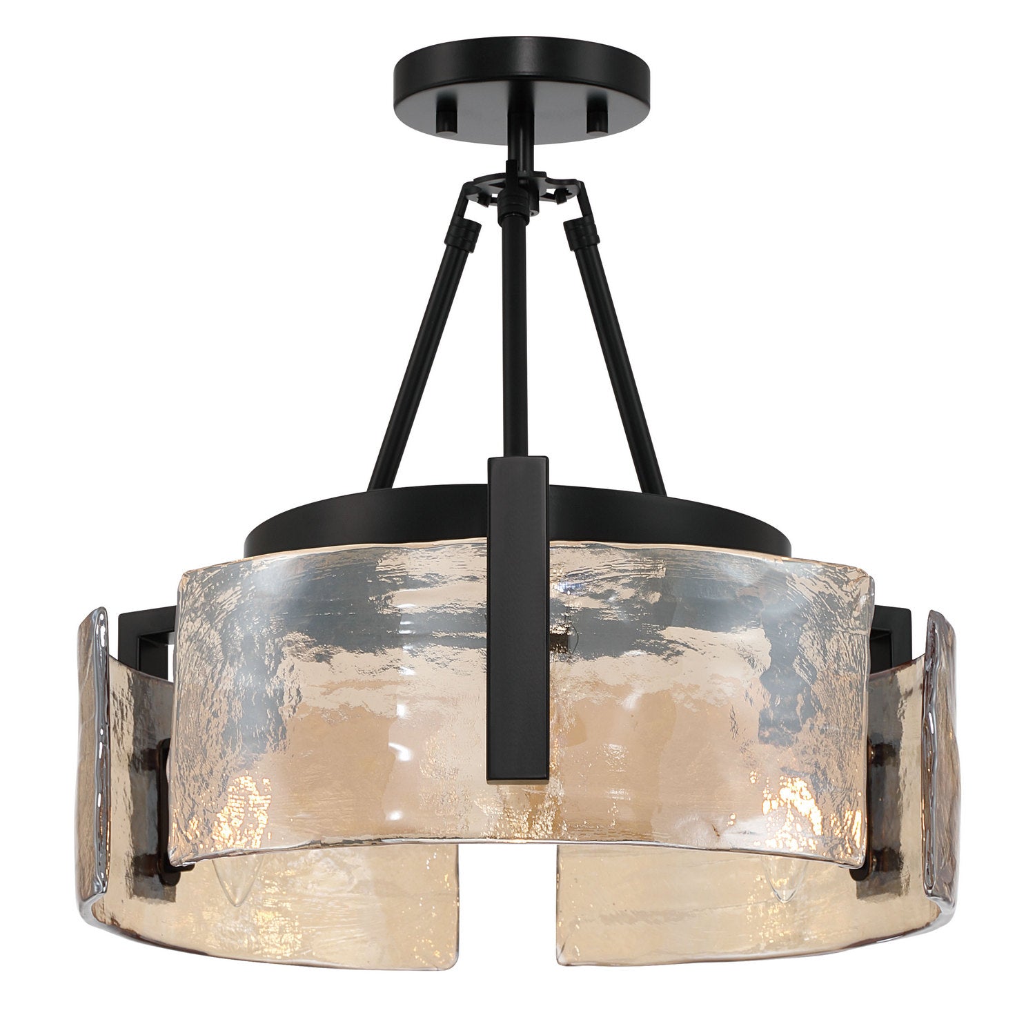 Golden - 3164-3SF BLK-AWG - Three Light Semi-Flush Mount - Aenon - Matte Black