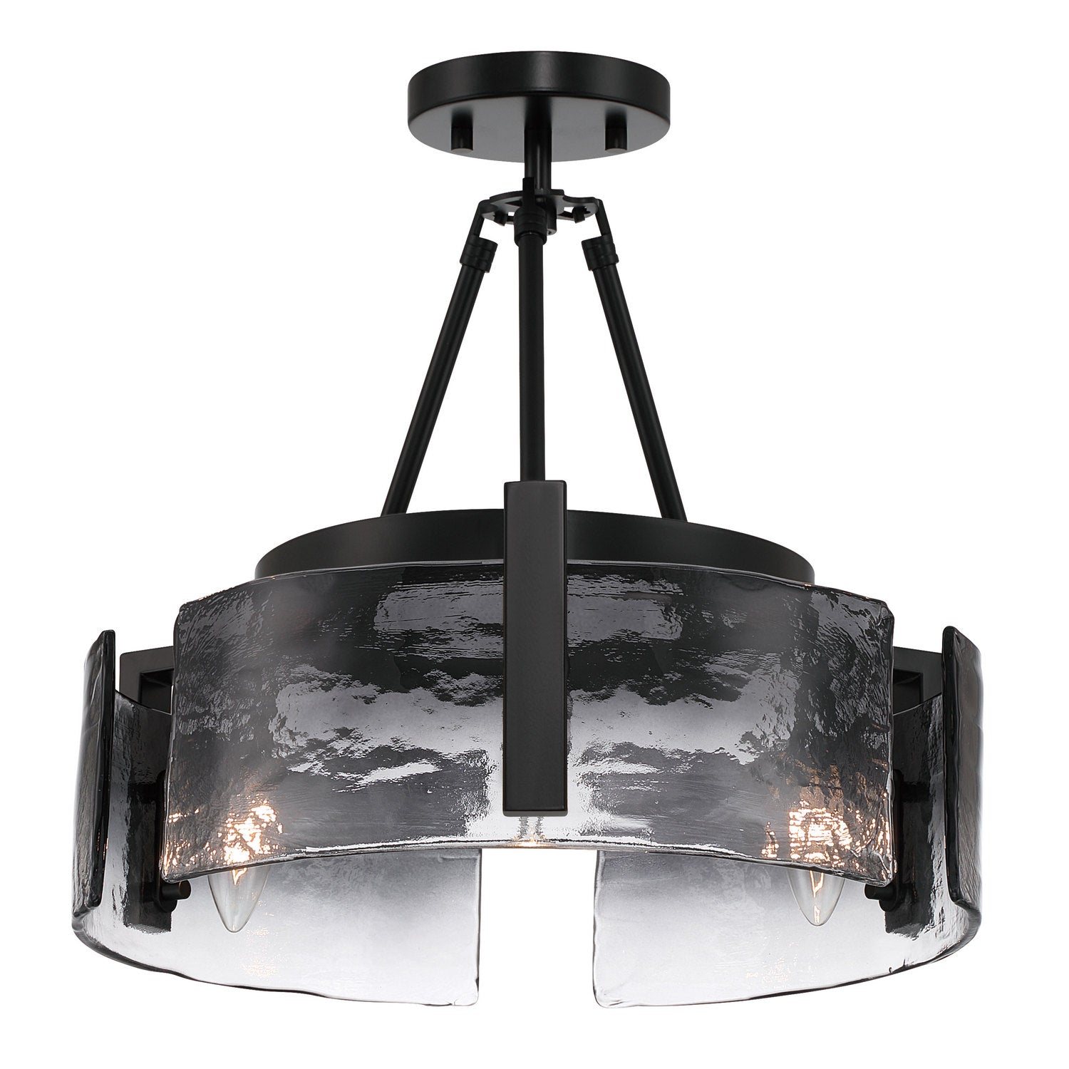 Golden - 3164-3SF BLK-SWG - Three Light Semi-Flush Mount - Aenon - Matte Black
