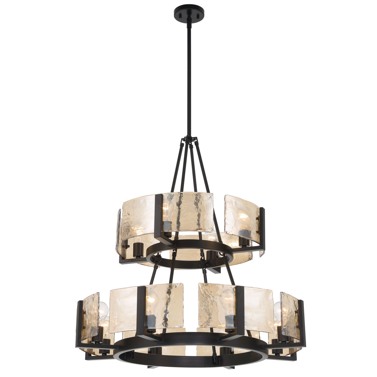 Golden - 3164-4-8 BLK-AWG - 12 Light Chandelier - Aenon - Matte Black