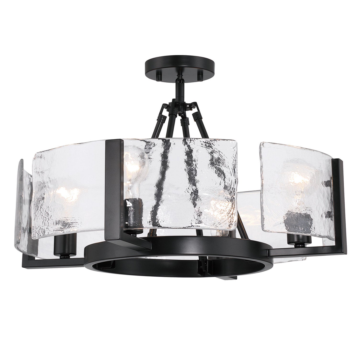 Golden - 3164-4SF BLK-HWG - Four Light Semi-Flush Mount - Aenon - Matte Black