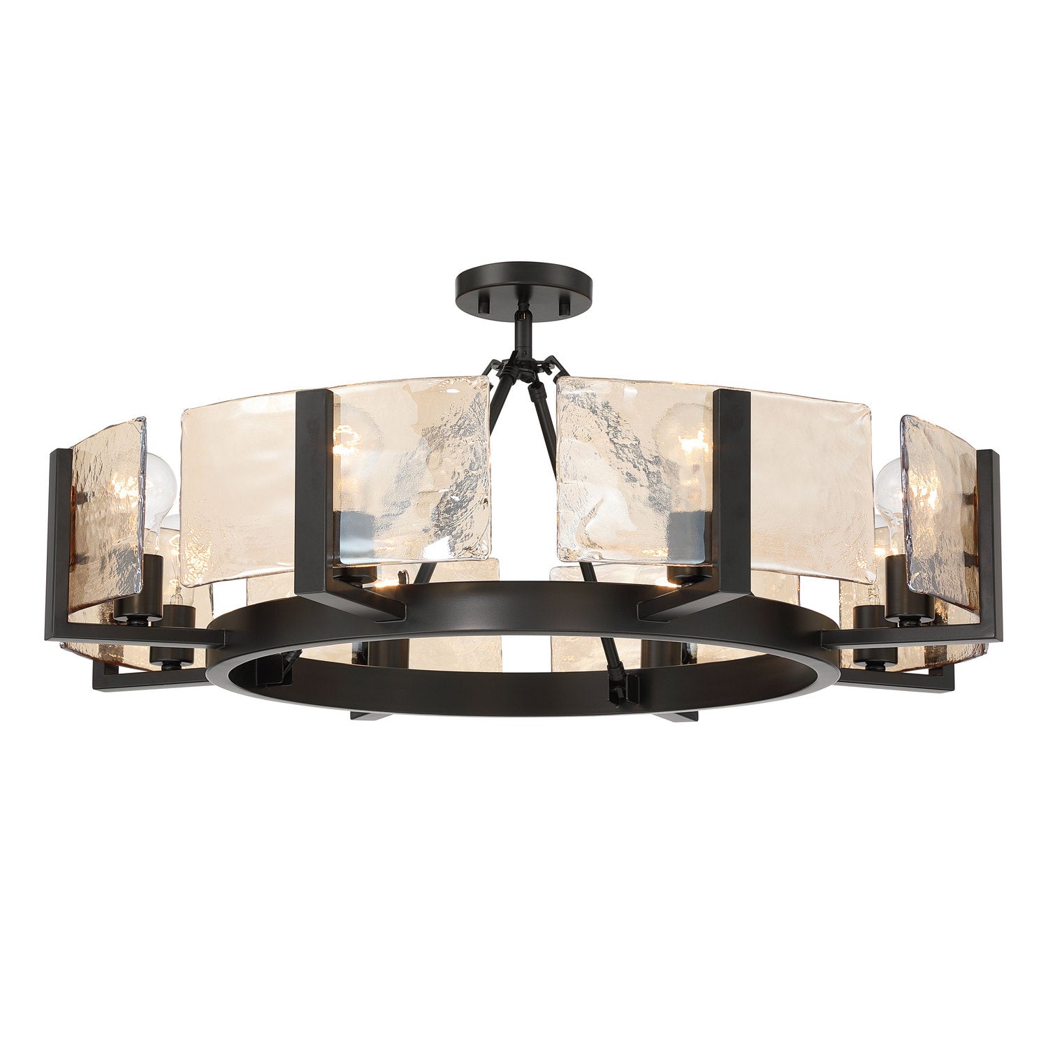 Golden - 3164-8SF BLK-AWG - Eight Light Semi-Flush Mount - Aenon - Matte Black