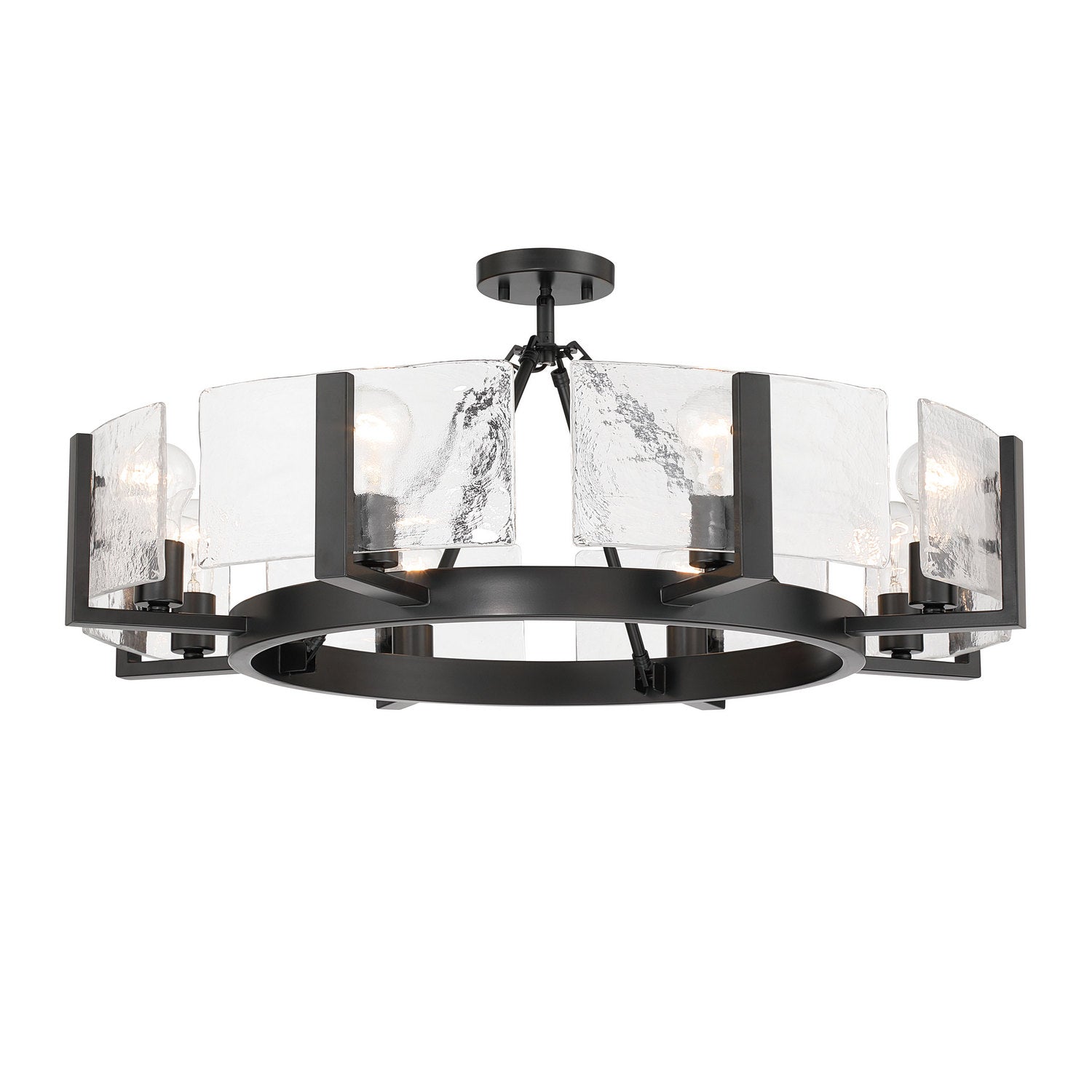Golden - 3164-8SF BLK-HWG - Eight Light Semi-Flush Mount - Aenon - Matte Black