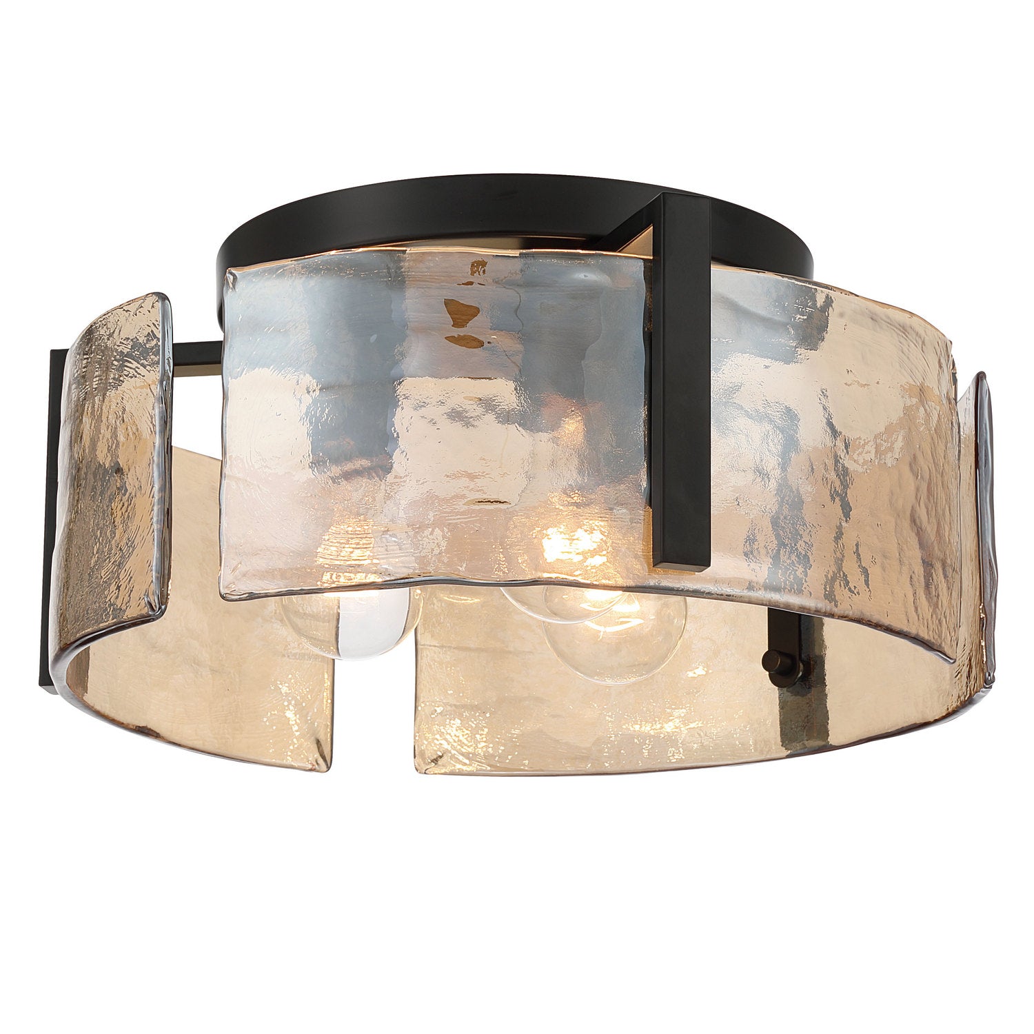 Golden - 3164-FM BLK-AWG - Three Light Flush Mount - Aenon - Matte Black