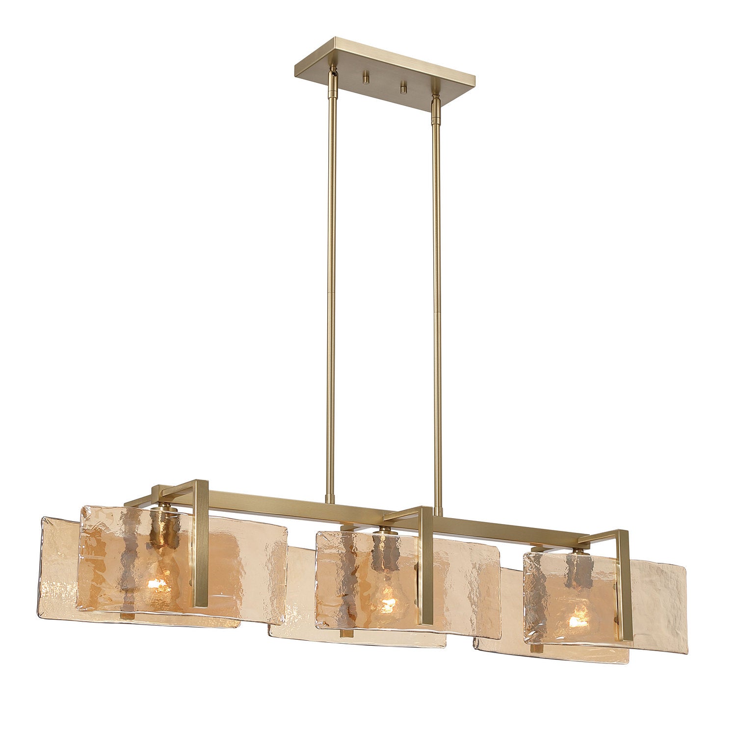 Golden - 3164-LP BCB-AWG - Three Light Island Pendant - Aenon - Brushed Champagne Brass