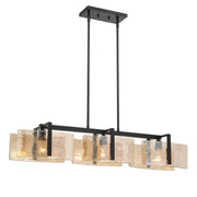 Golden - 3164-LP BLK-AWG - Three Light Island Pendant - Aenon - Matte Black