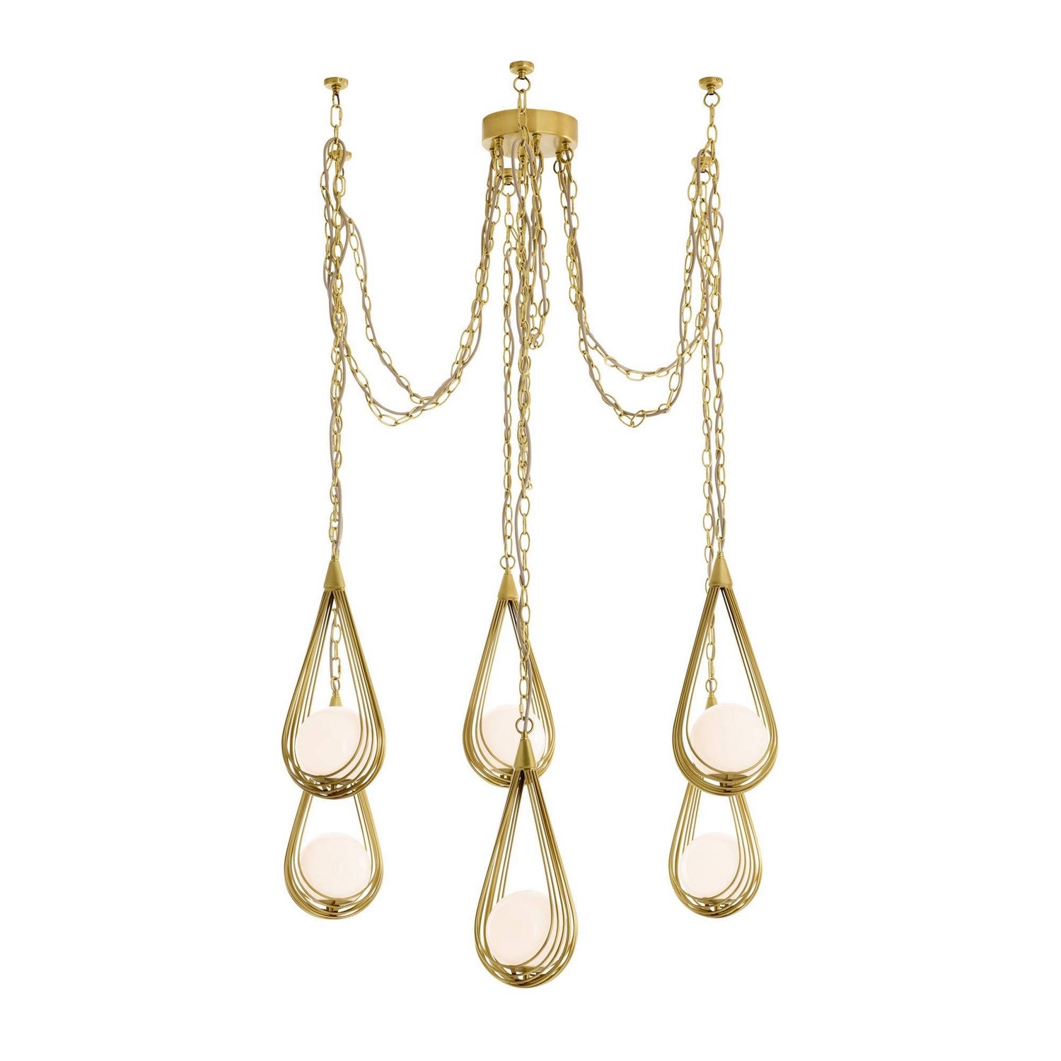 Arteriors - DMC38 - Six Light Chandelier - Ova - Antique Brass/Opal
