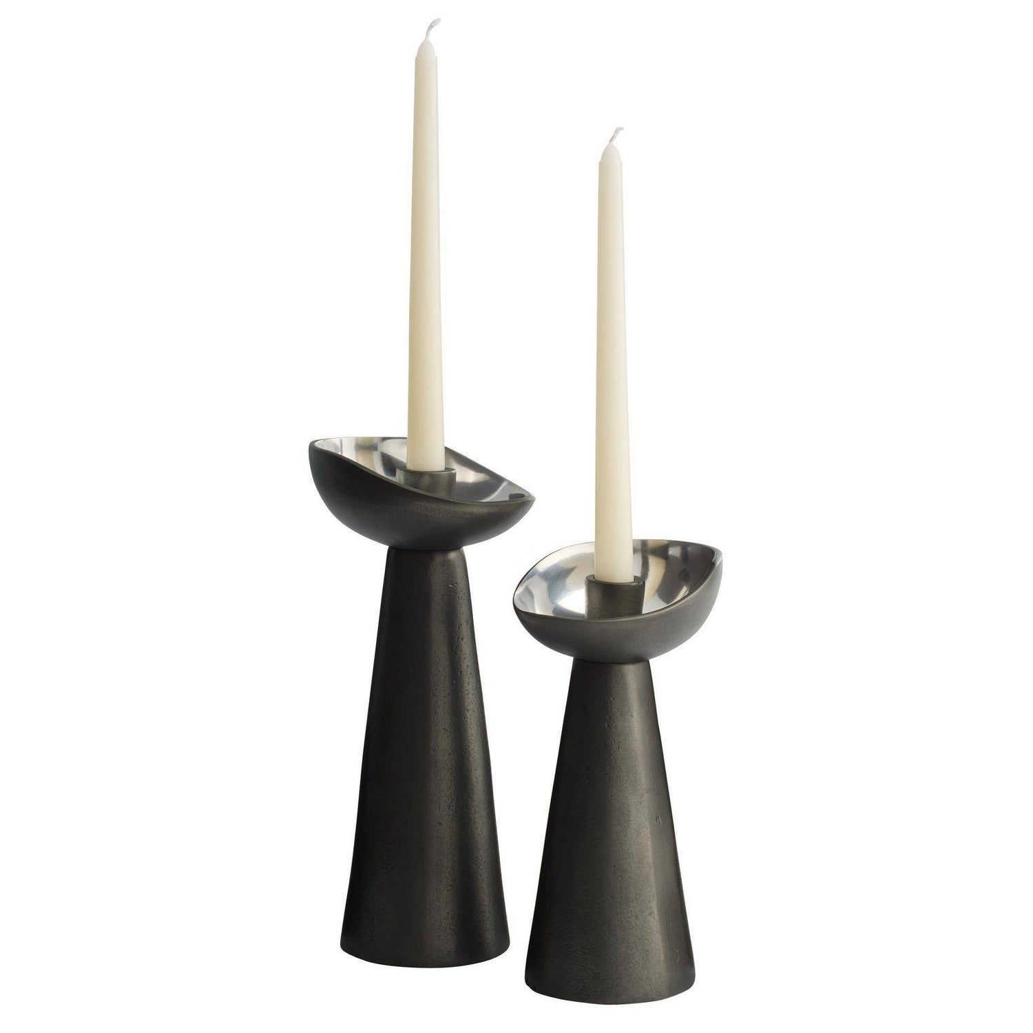 Arteriors - ACI09 - Candle Holders, Set of 2 - Argemone - Blackened/Polished Silver