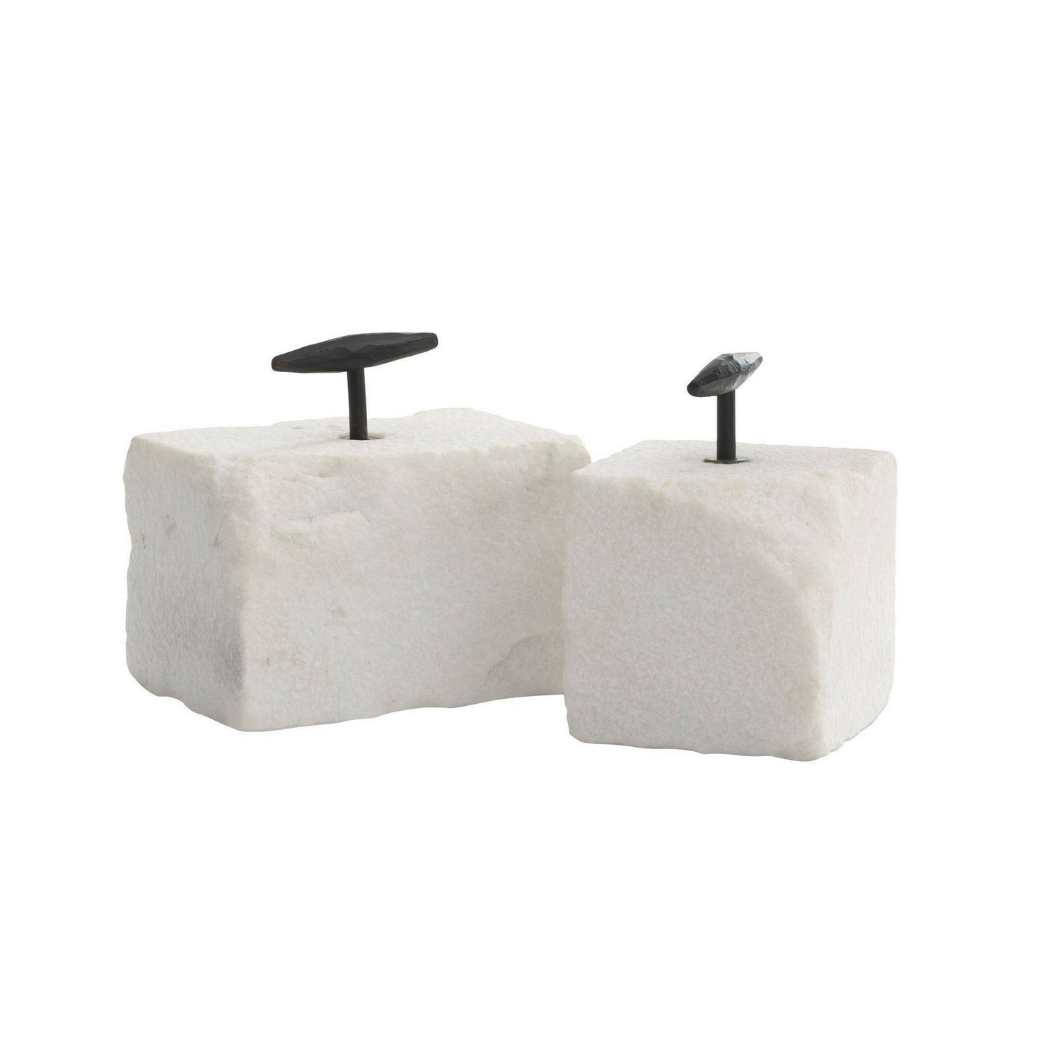 Arteriors - ATI12 - Bookends, Set of 2 - Pedra - White/Blackened Iron