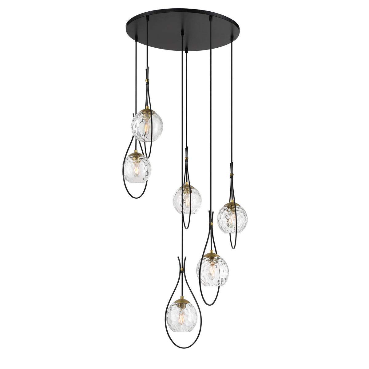 Minka-Lavery - 1536-726 - Six Light Pendant - Cody - Coal And Soft Brass
