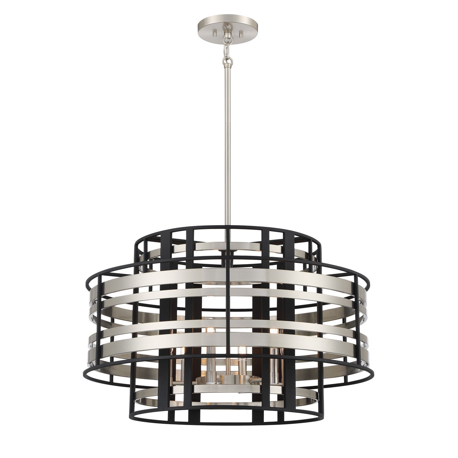 Metropolitan - N7985-420 - Six Light Pendant - Presten - Brushed Nickel With Sand Coal Highlights