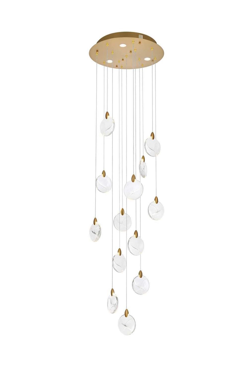 Elegant Lighting - 1012D24SG-01CR - LED Pendant - Avery - Satin Gold