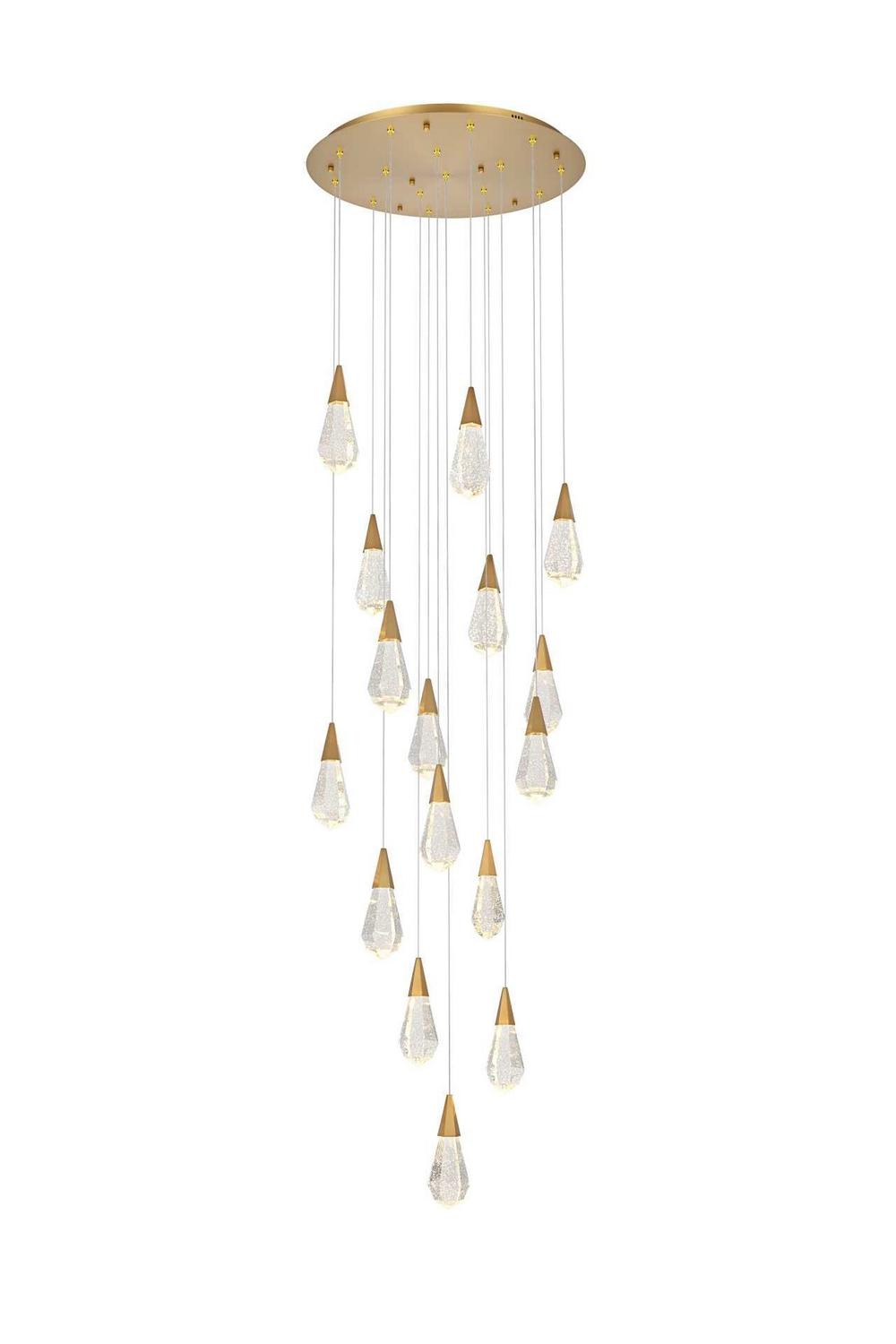 Elegant Lighting - 1013D28SG-02CR - LED Pendant - Amora - Satin Gold