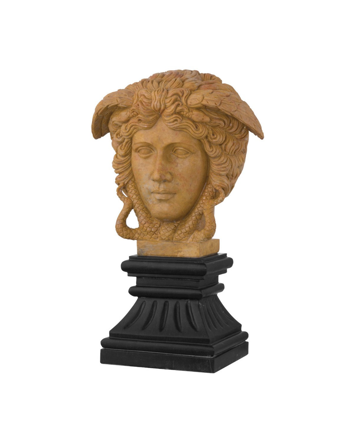 Currey and Company - 1200-1103 - Head on Metal Plinth - Hypnos - Light Coral / Black