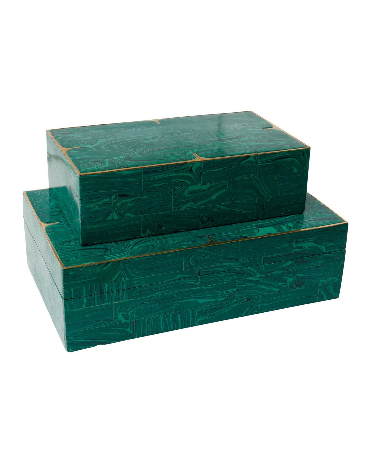 Currey and Company - 1200-1122 - Box Set of 2 - Orin - Green / Brushed Brass