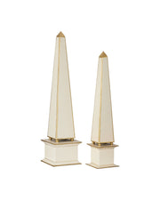 Currey and Company - 1200-1128 - Obelisk Set of 2 - Daphne - Ivory / Gold