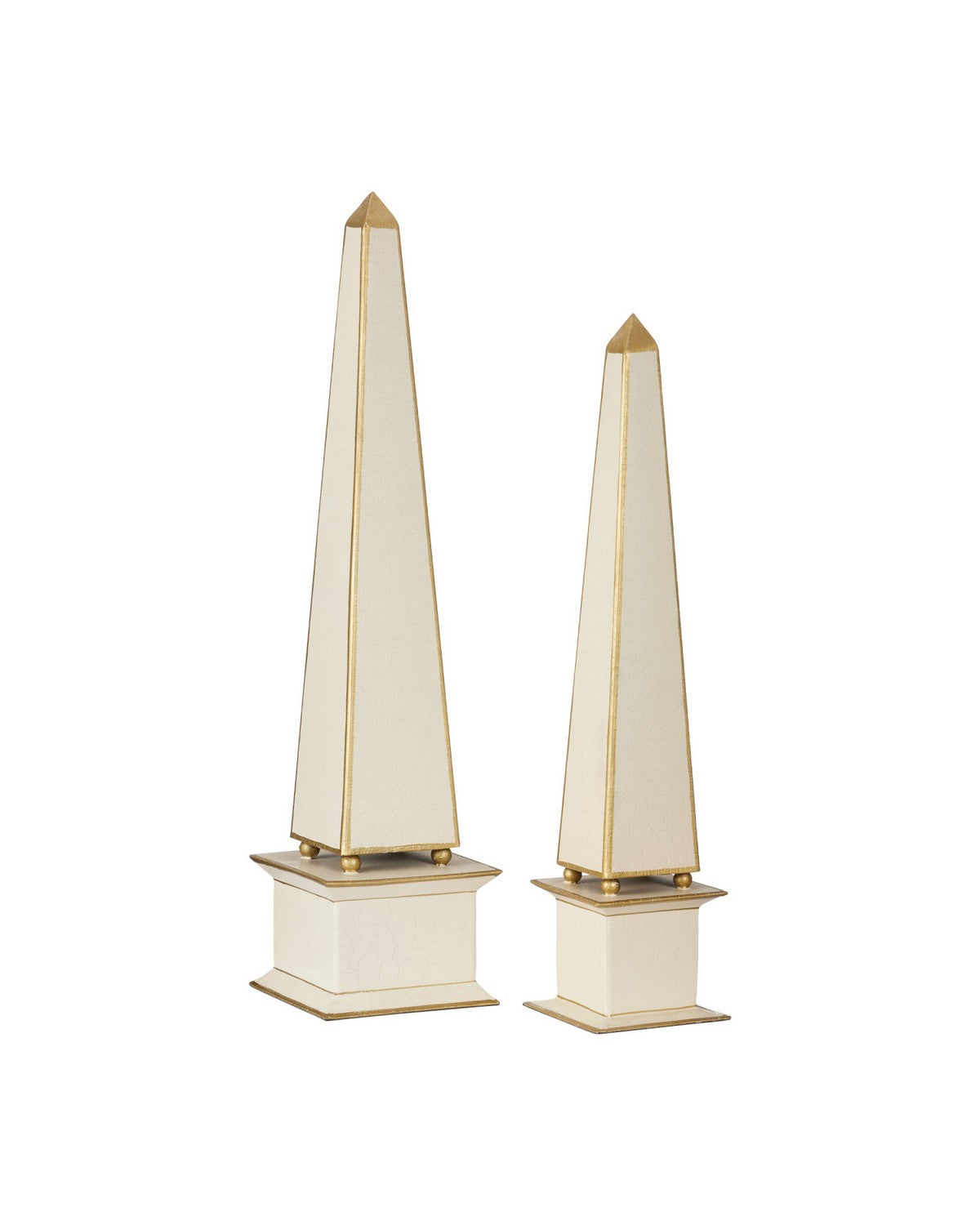 Currey and Company - 1200-1128 - Obelisk Set of 2 - Daphne - Ivory / Gold
