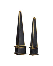 Currey and Company - 1200-1129 - Obelisk Set of 2 - Daphne - Black / Gold