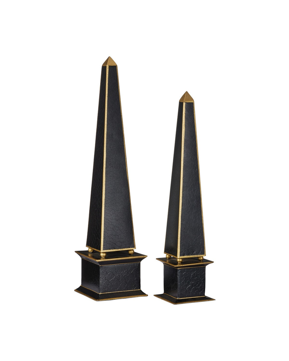 Currey and Company - 1200-1129 - Obelisk Set of 2 - Daphne - Black / Gold