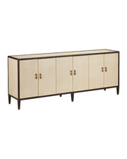 Currey and Company - 3000-0338 - Credenza - Evie - Ivory / Dark Walnut / Brass