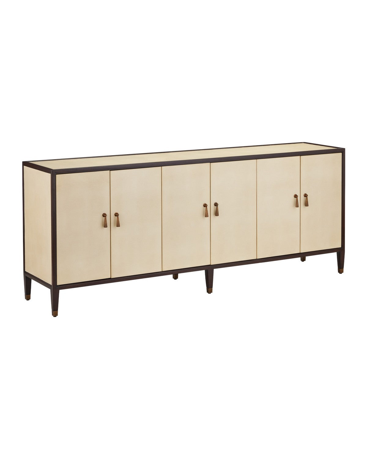 Currey and Company - 3000-0338 - Credenza - Evie - Ivory / Dark Walnut / Brass
