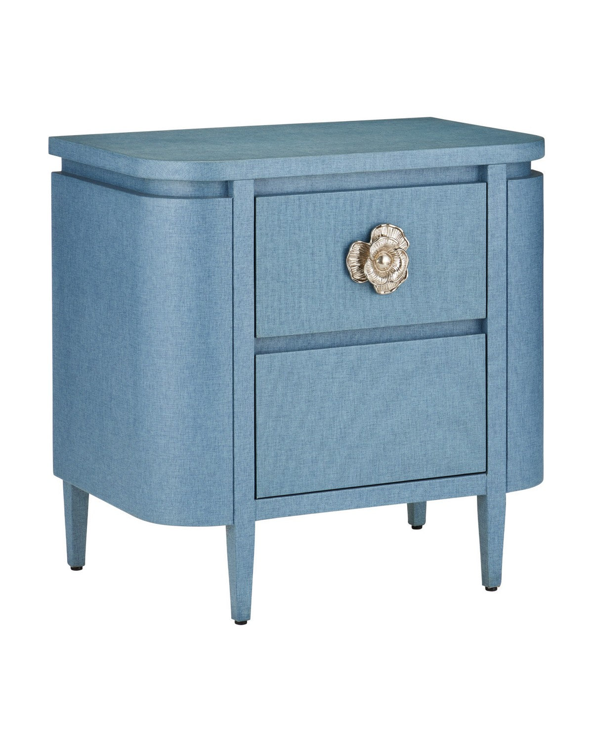 Currey and Company - 3000-0342 - Nightstand - Briallen - Lacquered Blue Linen / Polished Nickel