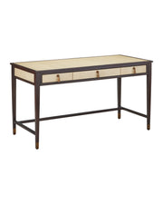 Currey and Company - 3000-0344 - Writing Desk - Evie - Ivory / Dark Walnut / Brass