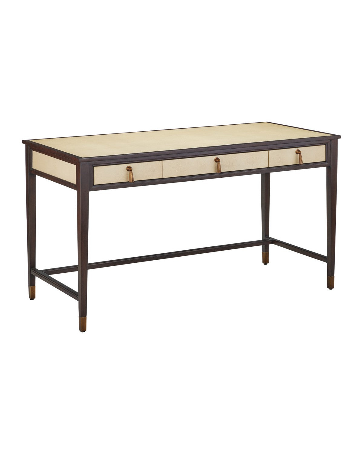 Currey and Company - 3000-0344 - Writing Desk - Evie - Ivory / Dark Walnut / Brass