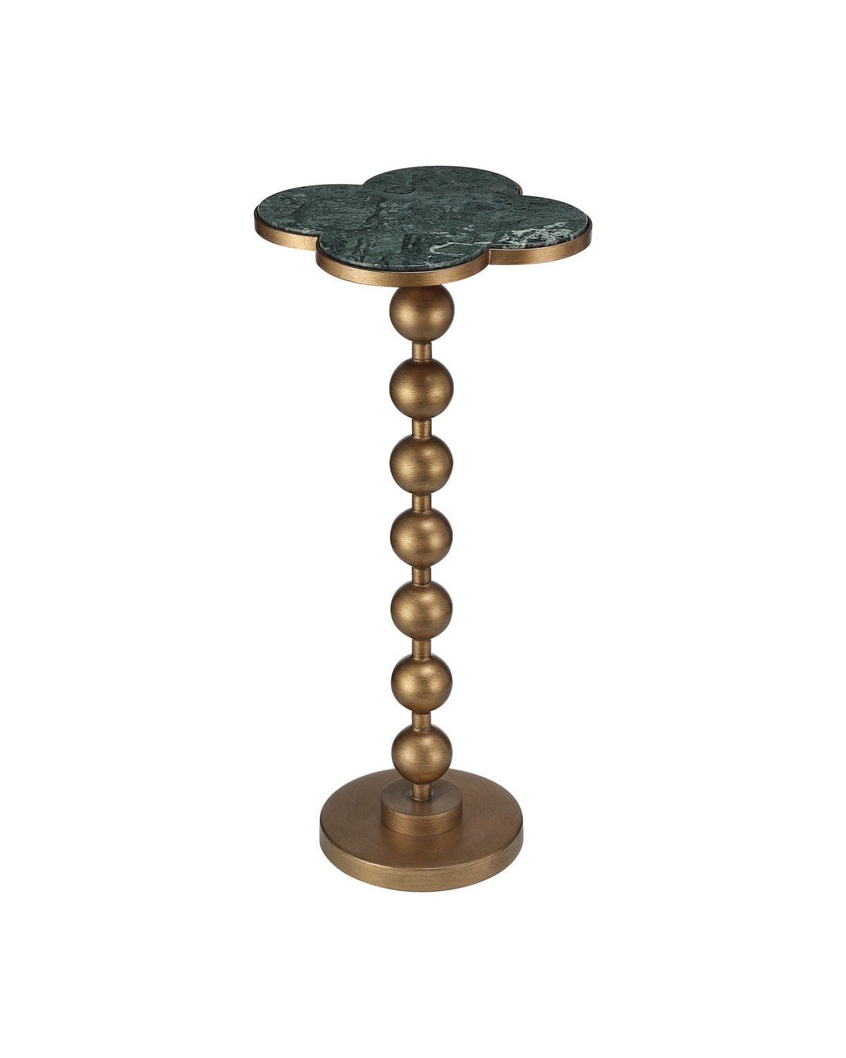Currey and Company - 4000-0259 - Accent Table - Quatrefoil - Green / Brass
