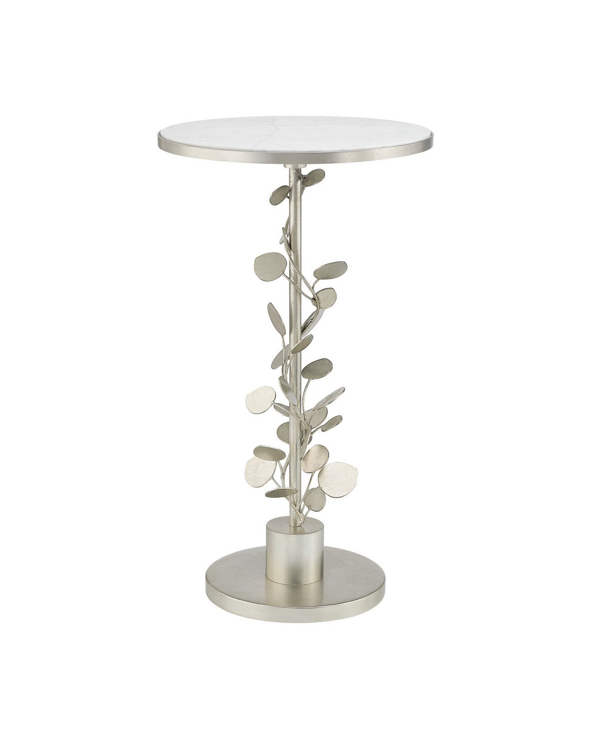 Currey and Company - 4000-0260 - Accent Table - Lunaria - Antique Silver Leaf / Natural