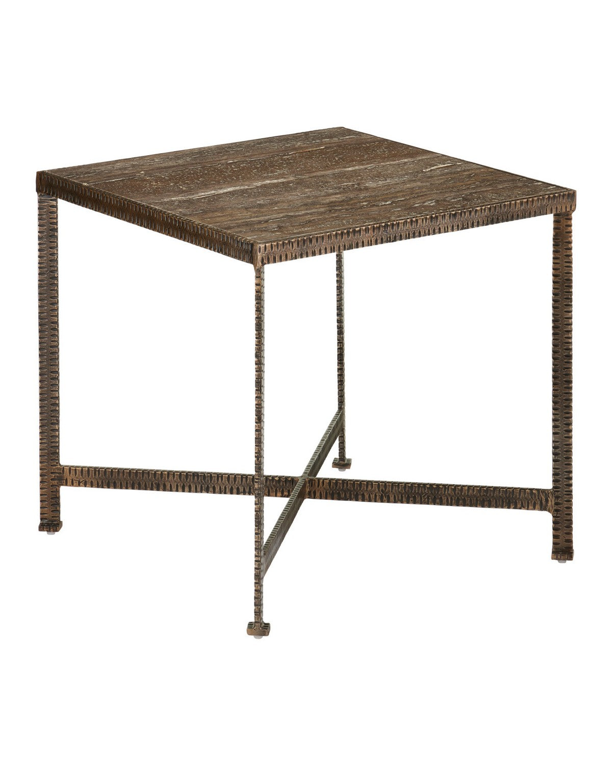 Currey and Company - 4000-0275 - Side Table - Ampleur - Rustic Bronze / Natural