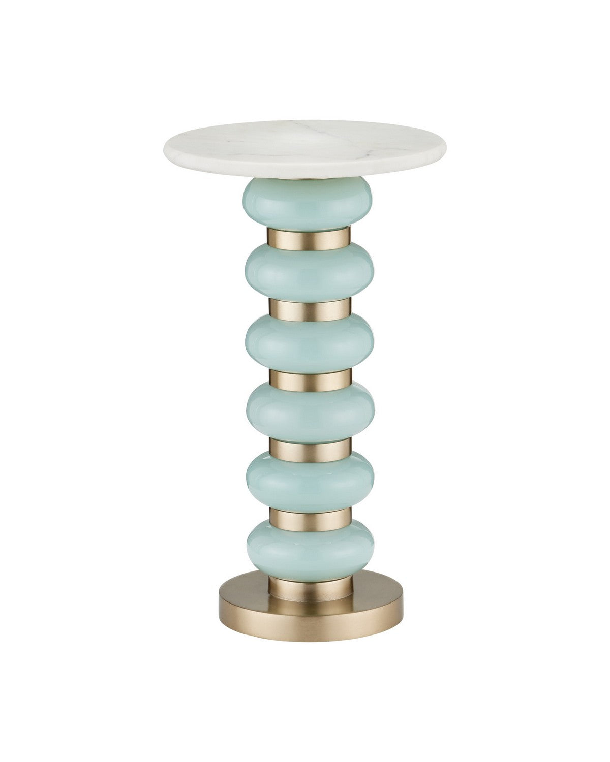 Currey and Company - 4000-0281 - Drinks Table - Lambent - Turquoise / Brushed Brass / Natural