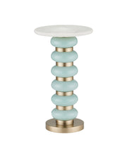 Currey and Company - 4000-0281 - Drinks Table - Lambent - Turquoise / Brushed Brass / Natural