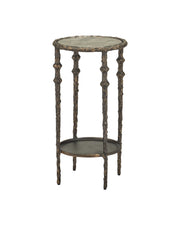 Currey and Company - 4000-0283 - Accent Table - Spalzato - Aged Brass / Antique Glass