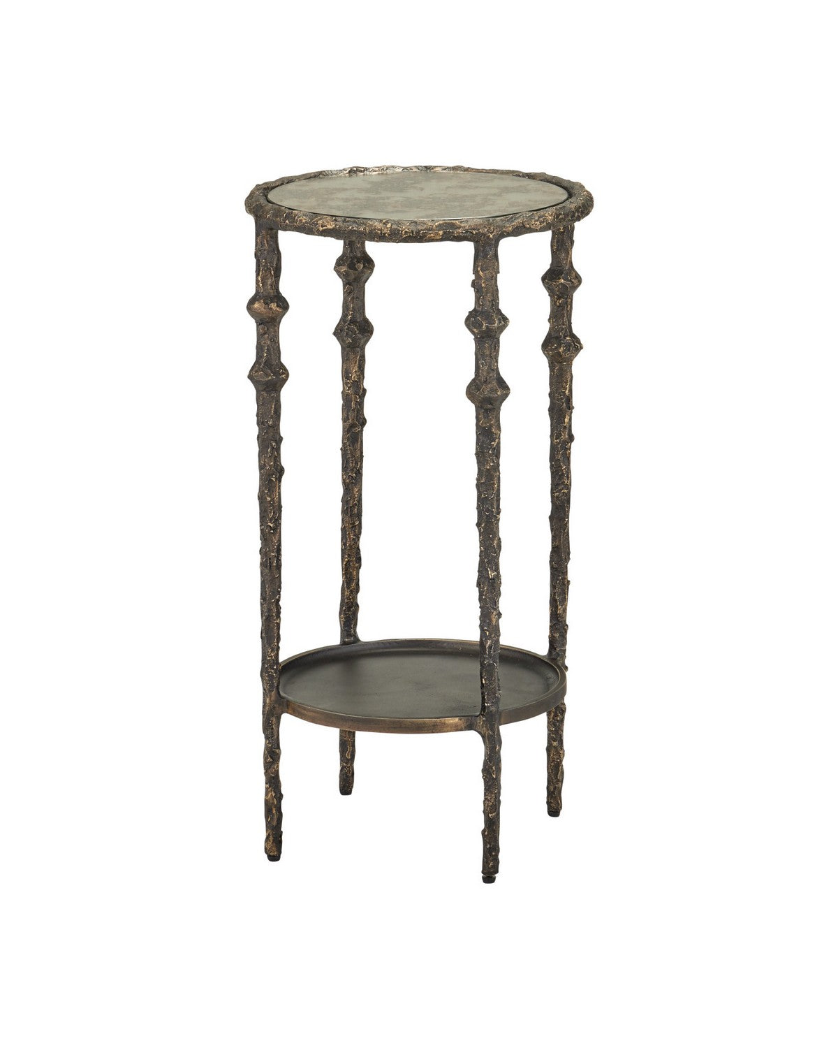 Currey and Company - 4000-0283 - Accent Table - Spalzato - Aged Brass / Antique Glass
