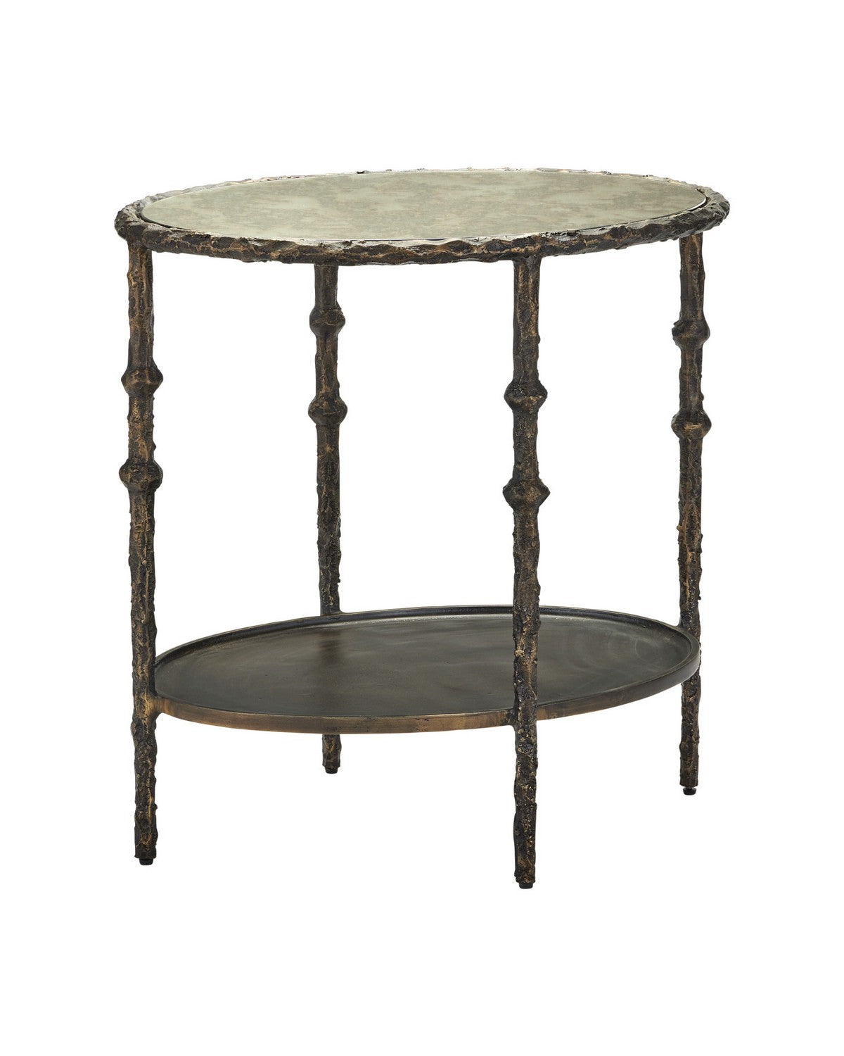 Currey and Company - 4000-0284 - Side Table - Spalzato - Aged Brass / Antique Glass