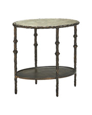 Currey and Company - 4000-0284 - Side Table - Spalzato - Aged Brass / Antique Glass
