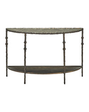 Currey and Company - 4000-0285 - Console Table - Spalzato - Aged Brass / Antique Glass