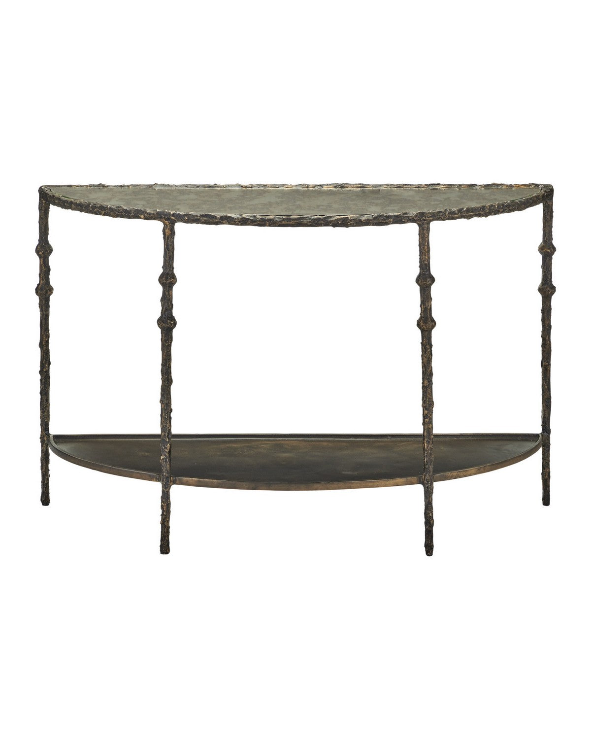 Currey and Company - 4000-0285 - Console Table - Spalzato - Aged Brass / Antique Glass