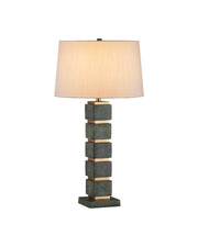 Currey and Company - 6000-1097 - One Light Table Lamp - Tetra - Verdigris / Antique Brass