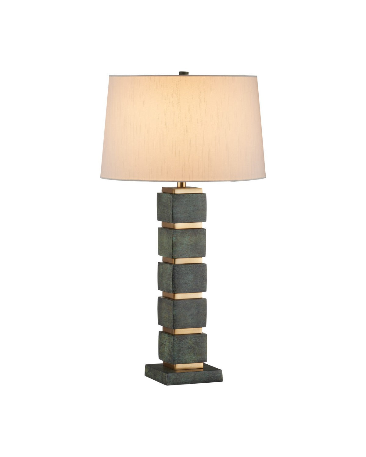 Currey and Company - 6000-1097 - One Light Table Lamp - Tetra - Verdigris / Antique Brass