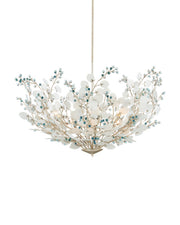 Currey and Company - 9000-1426 - Six Light Chandelier - Winterberry - Frosted / Blue / Contemporary Silver Leaf