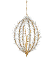 Currey and Company - 9000-1438 - Nine Light Chandelier - Leda - Antique Gold Leaf / Antique Gold / White