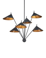 Currey and Company - 9000-1441 - Six Light Chandelier - Serpa - French Black / Gold Leaf