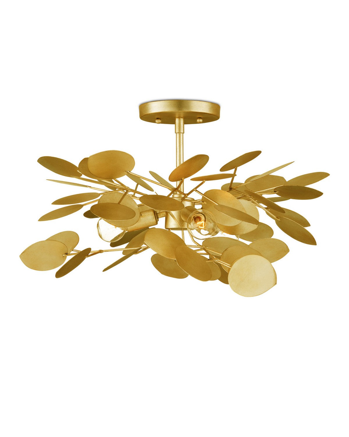 Currey and Company - 9000-1449 - Three Light Semi-Flush Mount - Lunaria - Contemporary Gold Leaf